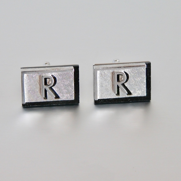 SWANK Other - Vtg Modern Swank Cufflinks Silver Tone Initial R